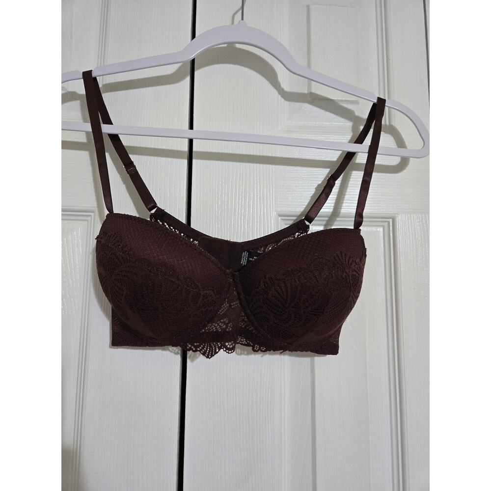 International intimates 34C women's lace brown push up bra